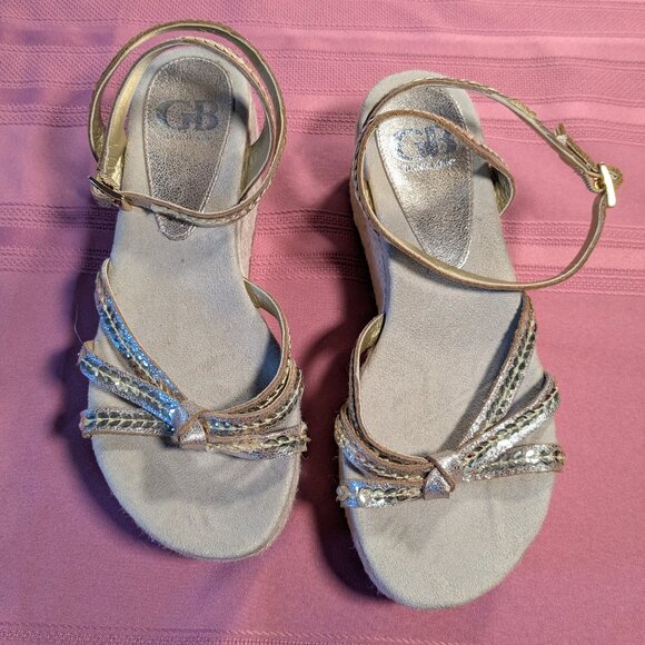 Gianni Bini Gold Sequin Ankle Strap Platform Sandals - Picture 14 of 14